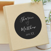 Sticker Rond Mariage manuscrit noir et blanc classique