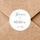 Sticker Rond Mariage manuscrit noir et blanc moderne