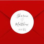 Sticker Rond Mariage manuscrit noir et blanc moderne