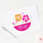 Sticker Rond Mariage Mariage de fleurs rose et orange (Enveloppe)