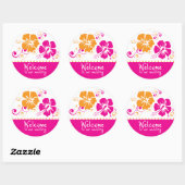 Sticker Rond Mariage Mariage de fleurs rose et orange (Feuille)