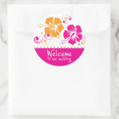Sticker Rond Mariage Mariage de fleurs rose et orange (Sac)