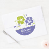 Sticker Rond Mariage Mariage de fleurs violet et citron vert (Enveloppe)