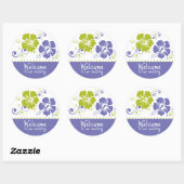 Sticker Rond Mariage Mariage de fleurs violet et citron vert (Feuille)