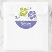 Sticker Rond Mariage Mariage de fleurs violet et citron vert (Sac)