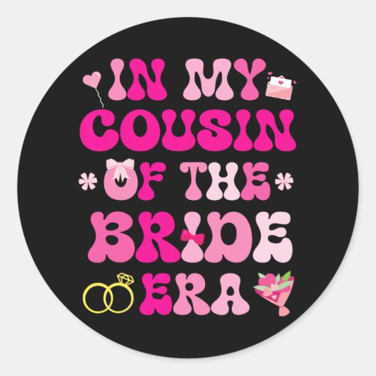 Sticker Rond Mariage Mariage Des Coeurs Fleurs Dans Mon Cousin  (Devant)