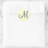 Sticker Rond Mariage Marié Groom Cream Marine Gris Monogramme S (Sac)