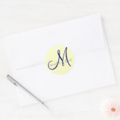 Sticker Rond Mariage Marié Groom Cream Marine Gris Monogramme S (Enveloppe)