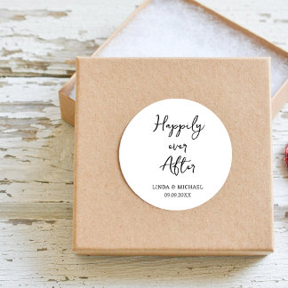 Sticker Rond mariage, marié, heureux toujours après,