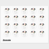 Sticker Rond mariage marine et fleurs rousses (Feuille)