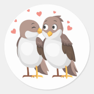 Sticker Rond Mariage Marron d'Inséparables, Réception de Mariag