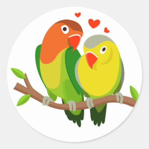 Sticker Rond Mariage Marron d'Inséparables, Réception de Mariag