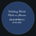 Sticker Rond Mariage Match fait au ciel mariage faveurs bleu<br><div class="desc">conception</div>
