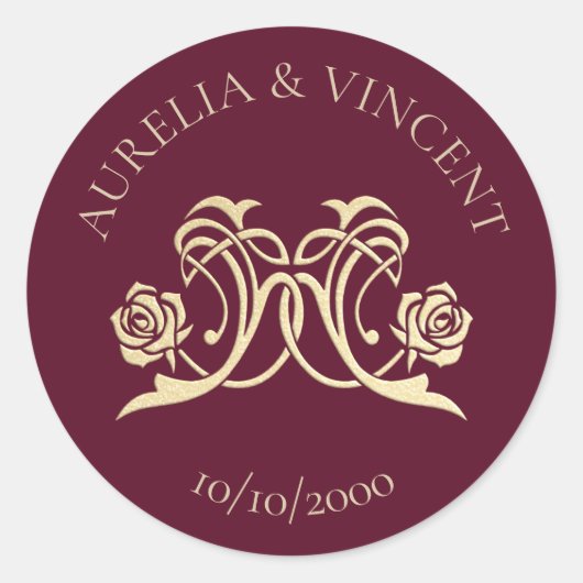 Sticker Rond Mariage médiéval royal Rose (Devant)