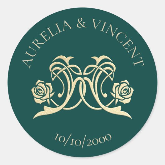 Sticker Rond Mariage médiéval royal Rose (Devant)