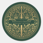 Sticker Rond Mariage médiéval royal vert (Devant)