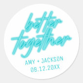 Sticker Rond Mariage Meilleur Ensemble Enregistrer la Date Enga (Devant)