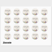 Sticker Rond Mariage Merci Aquarelle Fleur sauvage Floral (Feuille)
