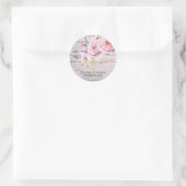 Sticker Rond Mariage Merci Aquarelle Floral Bois rustique (Sac)