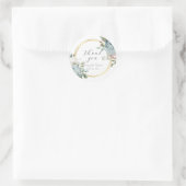 Sticker Rond Mariage "Merci" avec des Fleurs d'Hydrangea Bleu P (Sac)