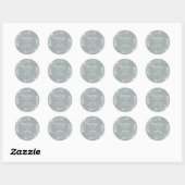 Sticker Rond Mariage Merci blanc Floral Outline Gris (Feuille)