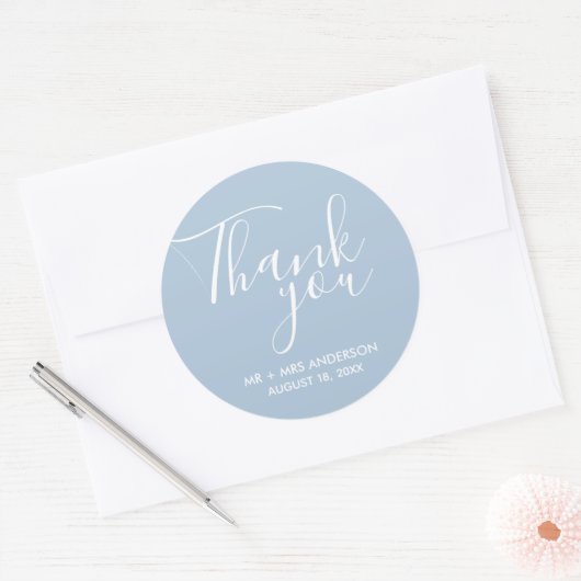 Sticker Rond Mariage Merci bleu mariage Favoriser (Enveloppe)