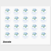 Sticker Rond Mariage Merci Blue Hydrangea (Feuille)