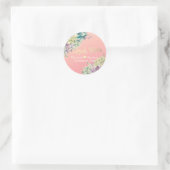 Sticker Rond Mariage Merci Chic Aquarelle Succulent Plante (Sac)