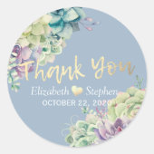 Sticker Rond Mariage Merci Chic Aquarelle Succulent Plante (Devant)
