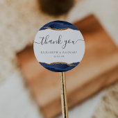 Sticker Rond Mariage Merci d'âge bleu or Marine