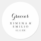 Sticker Rond Mariage Merci espagnol Favoriser (Devant)