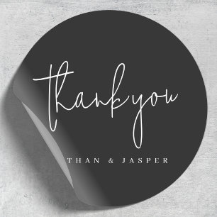 Sticker Rond Mariage Merci manuscrit noir