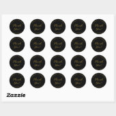 Sticker Rond Mariage merci or noir élégant (Feuille)