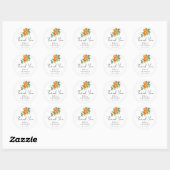 Sticker Rond Mariage Merci Oranges Citrus (Feuille)