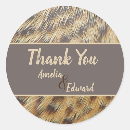 Sticker Rond Mariage Merci Poster de animal Plumes Invité (Devant)