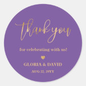 Sticker Rond Mariage Merci pourpre (Devant)