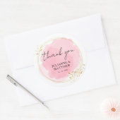 Sticker Rond Mariage Merci rose Aquarelle moderne (Enveloppe)