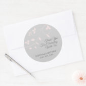 Sticker Rond Mariage Merci rose pastel gris (Enveloppe)