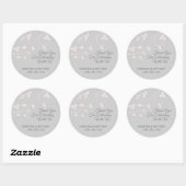Sticker Rond Mariage Merci rose pastel gris (Feuille)