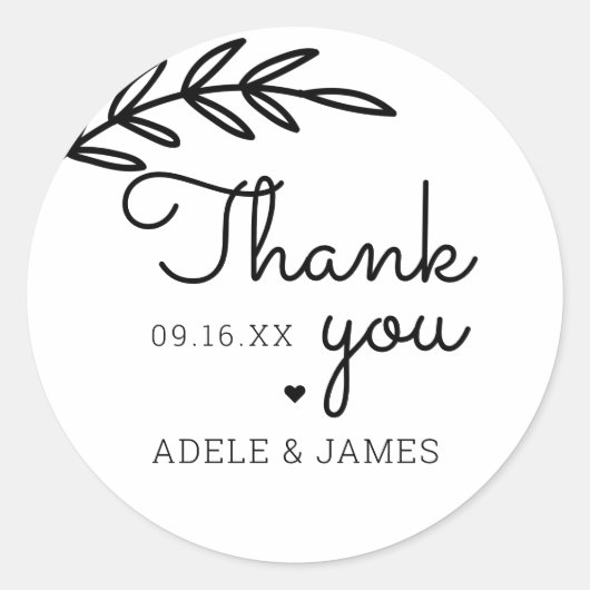 Sticker Rond Mariage Merci vert (Devant)