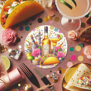 Sticker Rond Mariage mexicain Fiesta Tequila