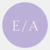 Sticker Rond Mariage minimal de lavande numérique Monogramme vi (Devant)