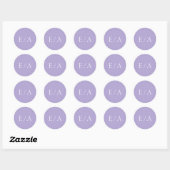 Sticker Rond Mariage minimal de lavande numérique Monogramme vi (Feuille)