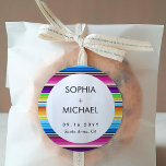 Sticker Rond Mariage minimal de printemps de série<br><div class="desc">Un ensemble d'autocollants ronds et colorés serape motifs de mariage dans un style ouvert et minimaliste qui rappelle les couleurs du printemps.</div>