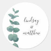 Sticker Rond Mariage minimal d'eucalyptus (Devant)