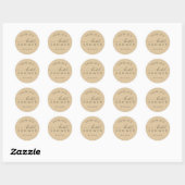 Sticker Rond Mariage Minimal Doré Beige (Feuille)
