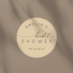 Sticker Rond Mariage Minimal Doré Beige