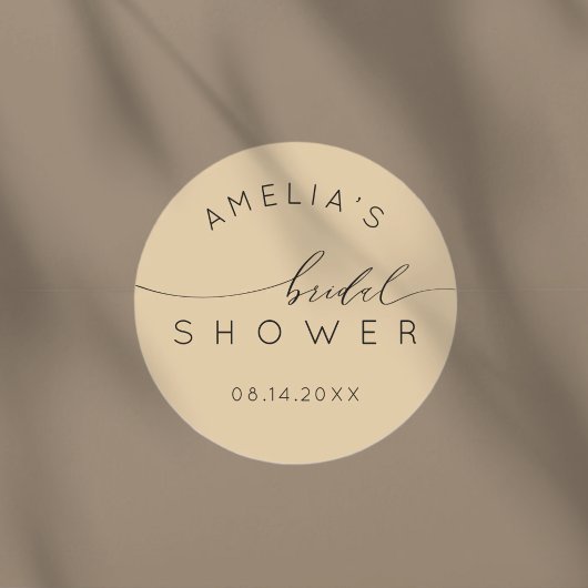 Sticker Rond Mariage Minimal Doré Beige