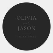 Sticker Rond Mariage minimal mat moderne noir (Devant)