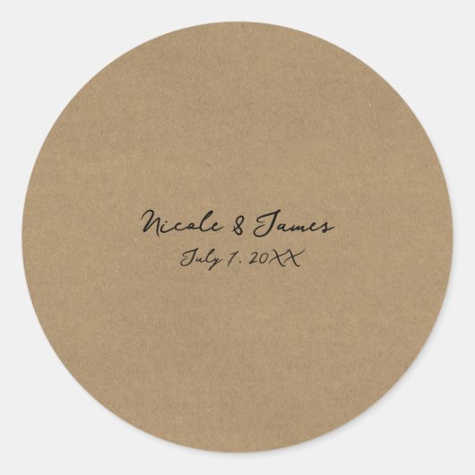 Sticker Rond Mariage minimal moderne Kraft marron (Devant)